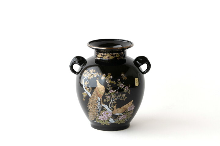 楽天市場】仏間 花瓶 耳付き 岩孔雀 7号 陶器 豪華 21センチ 伝統的 