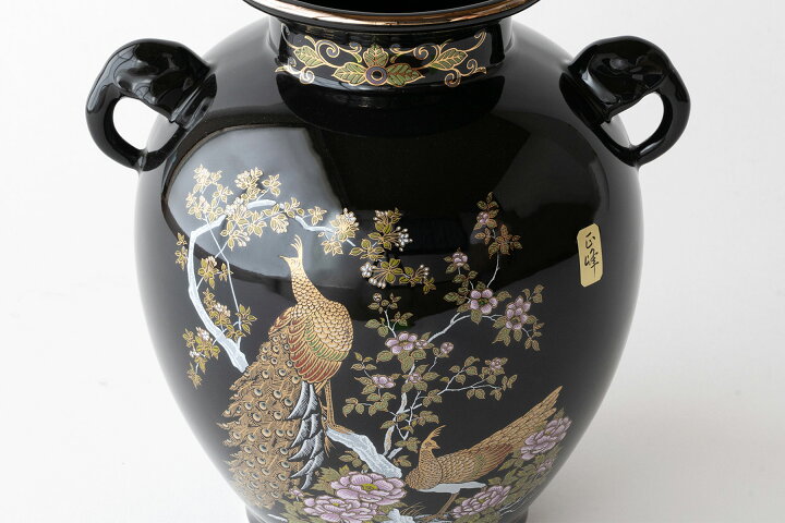楽天市場】仏間 花瓶 耳付き 岩孔雀 7号 陶器 豪華 21センチ 伝統的 