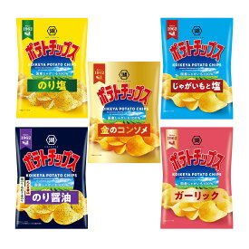 特売 湖池屋 売れ筋ポテトチップス 5種アソート(のり塩味 3袋、じゃがいもと塩味3袋、金のコンソメ味2袋、ガーリック味2袋、のり醤油味2袋）計12袋