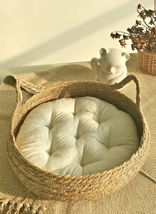 ちぐら型 ペットベッド 犬 猫 ベッド マット 洗える ひんやり 冷感 ふわふわ クッション 爪とぎ 円形 かわいい 丸型 猫耳 フレーム 4点セット ペットベッド+クッション+枕+涼感マット