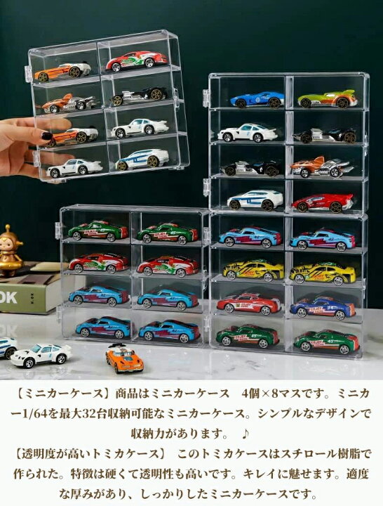 楽天市場】ミニカー 収納 ミニカーケース 最大36台収納可能 4×8マス 