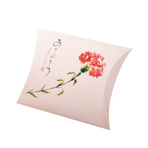【ロゴ入れ無料】100個 縦11.7cm×横14.2cm×マチ3.5cm カーネーションのピンクの小箱 ミニクイック ピロー(差込有)小箱  ピローボックス イベント 贈り物 かわいい 母の日 菓子箱