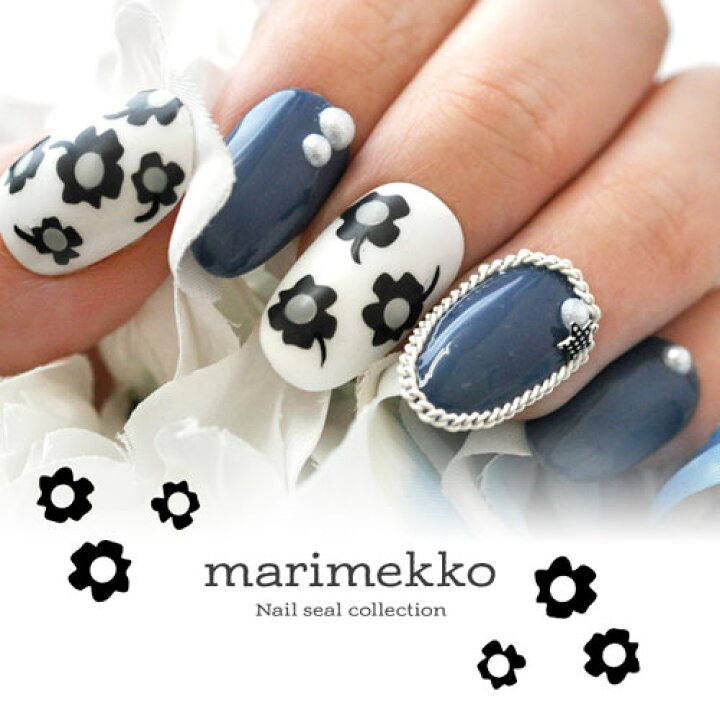 楽天市場 ネイル工房 全品半額sale マリメッコ風ネイルシール フラワー モノトーン 手描き お花 強力粘着 ネイルシール ネイル シール ネイル用品 デコ ネイルアート ジェルネイルシール セルフネイル ジェルネイル ネイルパーツ ブラック ホワイト ネイル工房