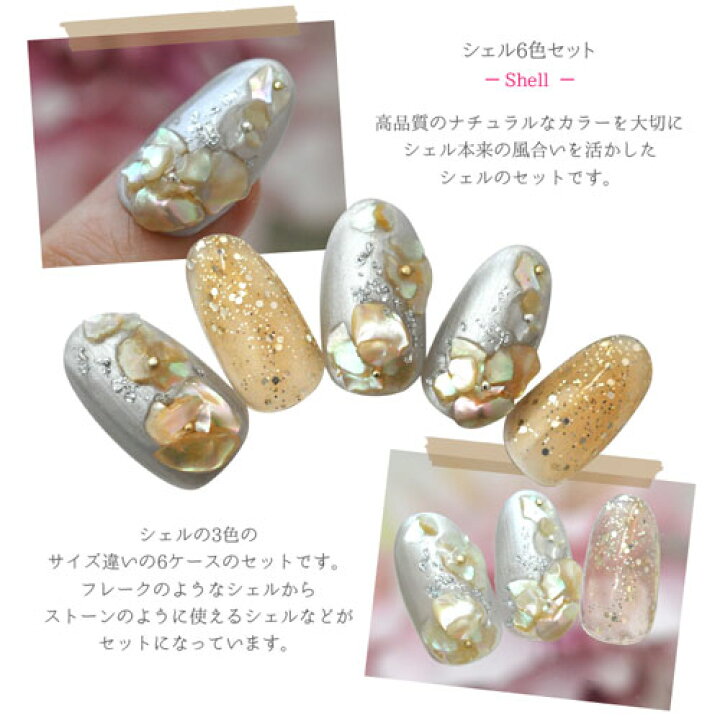 楽天市場 シェル6種類セット 天然貝 無着色 ネイル パーツ ジェル ホログラム ネイルパーツ シェル クラッシュシェル ネイル用品 シェルストーン ストーン シェルネイル シェルフレーク ジェルネイル シェルパーツ ジュエリー ジェルネイル用品 ネイルストーン