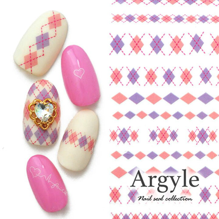 楽天市場 ネイル工房 全品半額sale ネイルシール チェック アーガイル ピンク パープル ウィンター ジェルネイル ネイル ネイル用品 ジェル シール デコ用品 貼るだけ ジェルネイルシール ネイルアート ジェルネイルアート ネイルグッズ ネイル工房 ネイル工房