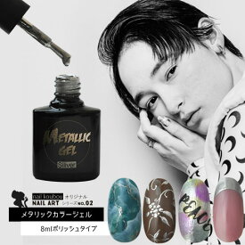 メタリックジェル8ml ネイル工房 カラージェル メタルジェル メタルジェルネイル メタル ジェルネイル ジェル マニキュア セルフネイル 金属 メタルシルバー コンチョ ターコイズ 天然石ネイル ネイティブネイル|メタリック メタリックジェル カラー ネイル用品