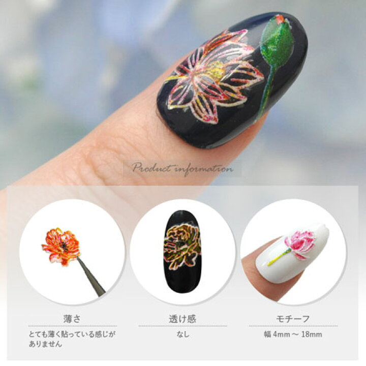 楽天市場 ネイル工房 全品半額sale ネイルシール フラワー カラフル 蓮 マーガレット 手描き風 カラフル 春 ネイルアート 3dネイル ジェルネイル ネイル パーツ ネイル用品 ネイルパーツ シール ジェル ジェルネイルシール 貼るだけ ネイルアートシール ネイル工房