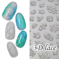 3D フラワー ホワイト 花の縁 雪結晶 花 レース ネイルシール | ジェルネイル ネイルシール ネイル ネイ…