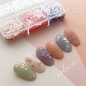 ネイルパーツ 桜 トゥインクル ホログラム 6色セット (メール便でも可)