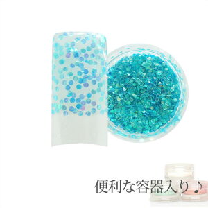 【メール便可】容器入り 丸ホログラム ハワイアンブルー 1ミリ 0.5g