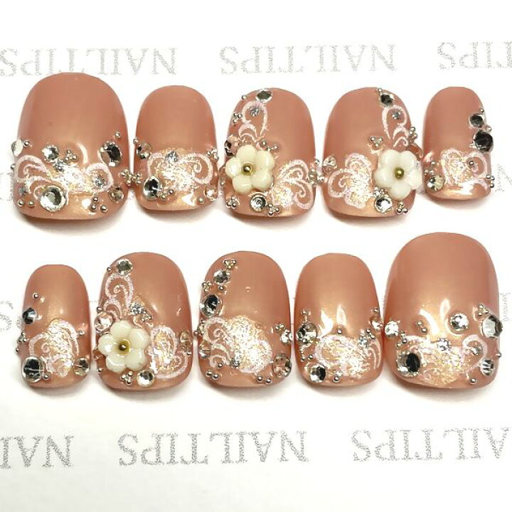 現品】ネイルチップ №49 ストーン インクネイル お祝 パーティー 