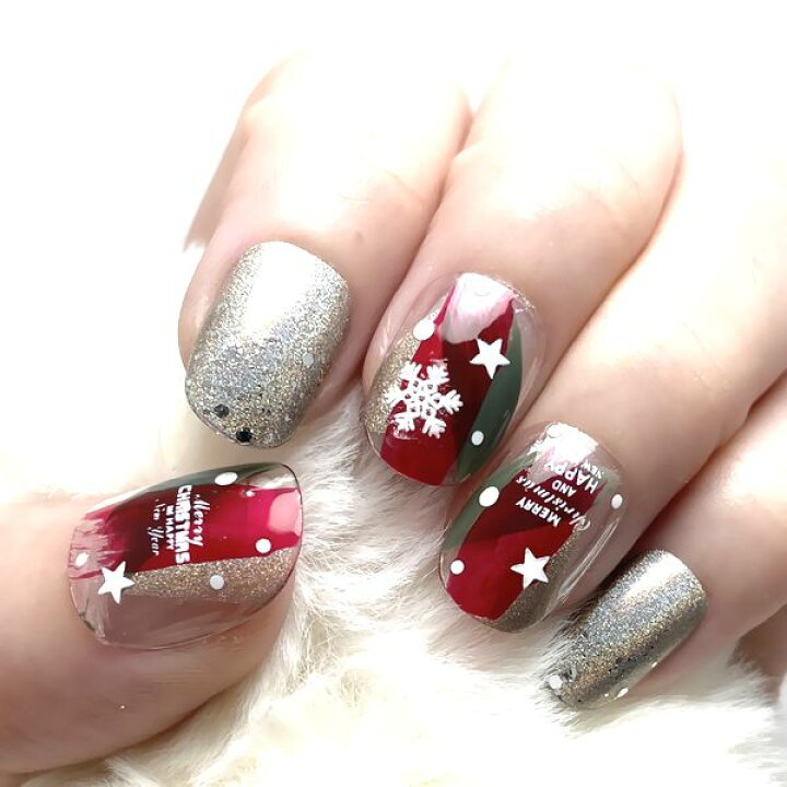 楽天市場】☆ニュアンスネイル☆クリスマスカラー雪の結晶 