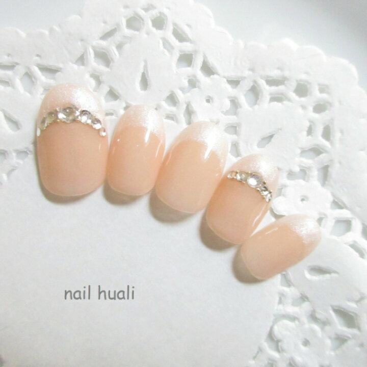 楽天市場 送料無料 ネイルチップ シンプル フレンチネイル パールホワイト スワロフスキー S M サイズオーダー Nail Huali 楽天市場 送料無料 ネイルチップ シンプル フレンチネイル パールホワイト スワロフスキー S M サイズオーダー Nail Huali