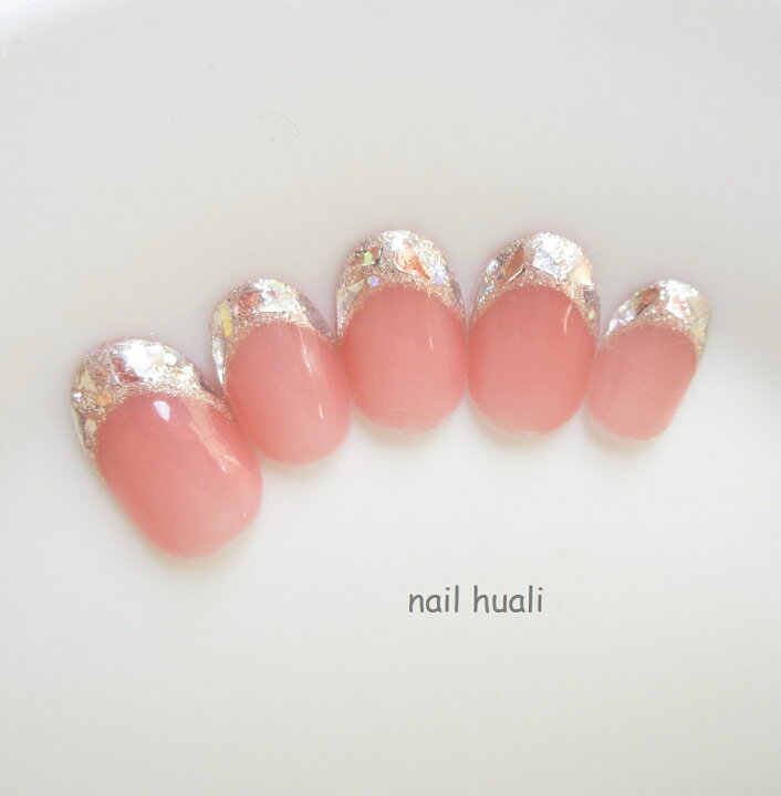 楽天市場 ネイルチップ ガラスフレンチネイル ３色のベースカラー シンプル Nail Huali