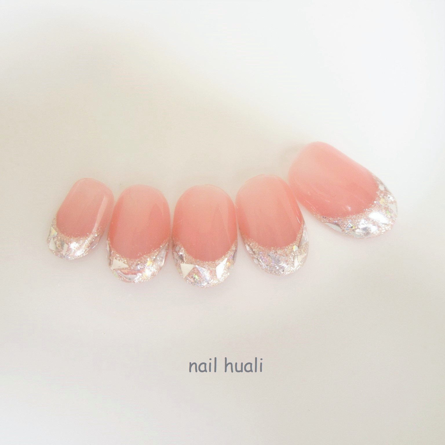 ネイルチップ　ガラスフレンチネイル　３色のベースカラー　シンプル | nail huali
