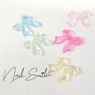 【樹脂クリアリボン 長】ネイルパーツ ネイルグッズ ネイル用品 ネイル ネイルアート 樹脂 パステル りぼ…
