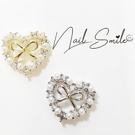 ネイルパーツ ネイルグッズ ネイル用品 ネイル ネイルアート【ジルコニアリシリーズ パールハート＋リボン】 ネイルアート スワロストーン ジルコニア ネイルアイテム ハンドメイド りぼん ハート パール パーツ 人気 おすすめ 可愛い かわいい