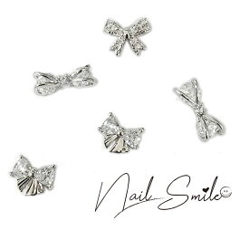 ネイルパーツ ネイルグッズ ネイル用品 ネイル ネイルアート【ジルコニア】シルバーリボン ( 2個入り ) ストーン パーツ リボン 人気 おすすめ 可愛い かわいい