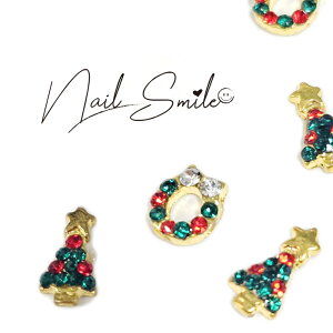 ネイルパーツ ネイルグッズ ネイル用品 ネイル ネイルアート【クリスマスツリー リースパーツ 2個入り】 パーツ ストーン 冬 ハンドメイド アクセサリー ツリー リース カラーストーン メタ