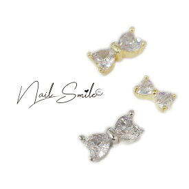ネイルパーツ ネイルグッズ ネイル用品 ネイル ネイルアート【ジルコニア ハートストーンリボン】S.M パーツ リボン ジェルネイル ストーン メタル ジルコニア ハート 人気 おすすめ 可愛い かわいい