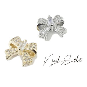 中心ジルコニアストーンリボンパーツ ネイルパーツ ネイルグッズ ネイル用品 ネイル ネイルアート パーツ ジルコニア ハンドメイド アクセサリー ゴールド シルバー 人気 おすすめ 可愛い