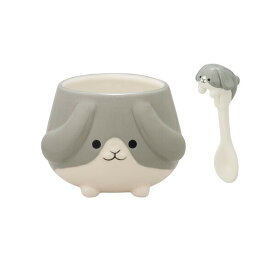 うさもこ マグ＆スプーン グレー ギフト グッズ かわいい アニマル うさぎ 雑貨 癒し クリスマス 記念品 プレゼント ホワイトデー 彼氏 彼女 カップル 誕生日 父の日 母の日 誕生日 夫婦 結婚祝い 内祝い 引っ越し祝い 還暦祝い 長寿のお祝い