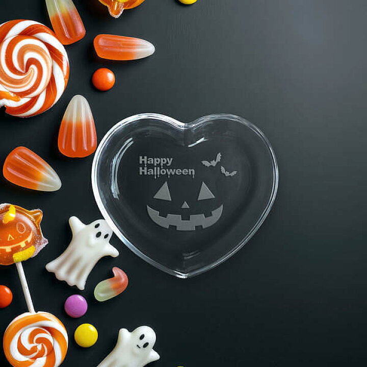 楽天市場】ハロウィン ハート ガラスプレート かぼちゃ 景品 