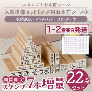 【期間限定7本増量最大400円OFF】お名前スタンプ + タグ用ノンアイロンお名前シール セット スタンプ ひらがな 漢