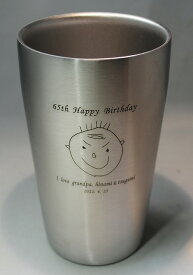 孫、子供、祖父母の絵彫刻　似顔絵彫刻　人気です　サーモス　THERMOS　 ステンレスタンブラー（300cc）　JDI-300 真空二重構造　オリジナル　名入れ彫刻無料　ペット彫刻　写真彫刻　手書き彫刻　画像彫刻　イラスト彫刻 凹状に彫りますので耐久性向上。