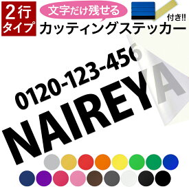 【2行タイプ】【スキージー付き】名前ステッカー カッティングステッカー シール デカール 文字だけが残る 切り文字 作成 オーダーメイド 漢字 ひらがな カタカナ アルファベット 数字 英字 車 自転車 バイク ポスト 看板 店舗 会社 名前 表札 屋外 防水 耐候 黒 白