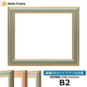 デッサン額縁 9614/グリーン B2サイズ(728×515mm)専用 前面UVカットアクリル仕様 ポスターフレーム