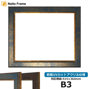 デッサン額縁 9650/ブルー B3サイズ(515×364mm)専用 前面UVカットアクリル仕様 ポスターフレーム