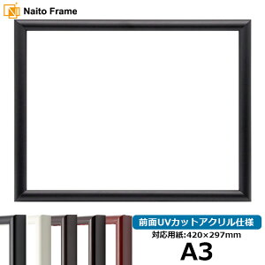 デッサン額縁 713/黒 A3サイズ(420×297mm)専用 前面UVカットアクリル仕様 ポスターフレーム