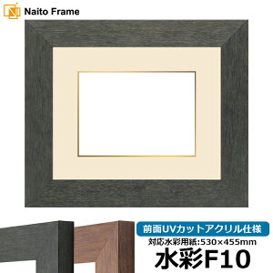 水彩額 4934 ブラック(BLE)/ブラウン(DBW) 前面UVカットアクリル仕様 マット付き