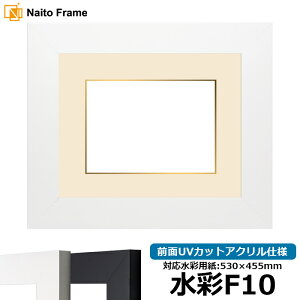 水彩額 LJ004 水彩F10(530×455mm)専用 ブラック(C-1058B)/ホワイト(C-1057W) 前面UVカットアクリル仕様 マット付き ラーソン・ジュール