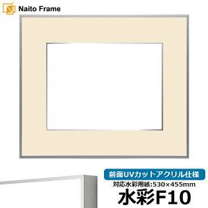 水彩額 NS002/シルバー(07-FS33) 水彩F10(530×455mm)専用 前面UVカットアクリル仕様 マット付き ラーソン・ジュール