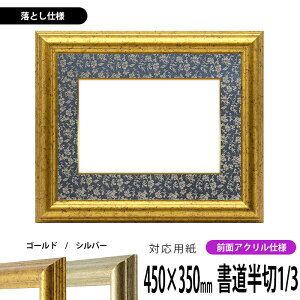 書道額縁 9580 書道半切1/3(450×350mm)作品専用 ゴールド/シルバー 前面UVカットアクリル仕様 ※落とし仕様
