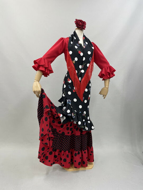 楽天市場】フラメンコ衣装スカート ファルダ黒赤水玉 白黒水玉  