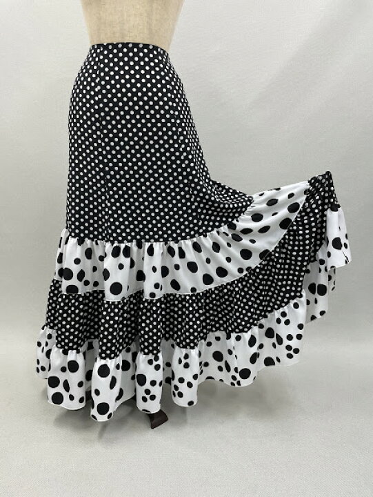 楽天市場】フラメンコ衣装スカート ファルダ黒赤水玉 白黒水玉  