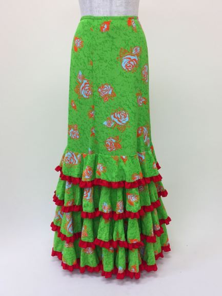 楽天市場】フラメンコ衣装 スカート ファルダ フリル 花柄 グリーン 緑 