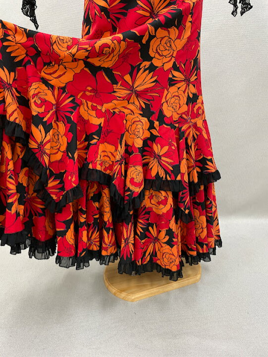 楽天市場】【中古】フラメンコ衣装 ダンス衣装オレンジ花柄スクエア  