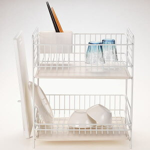 スキット 珪藻土トレー水切りラック2段 ホワイト HB-4987