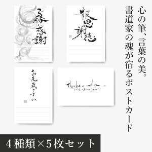 心の筆跡 言葉の美 書道家の魂が宿る ポストカード 4種 ×5枚 セット 翠美 ギフト プレゼント