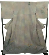 【中古】中古美品 女袷 附下げ着物(正絹・少し幅広サイズ）