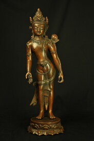 観音菩薩　銅造彫金仕上げ