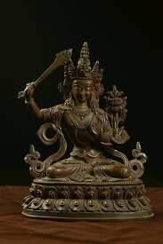 文殊菩薩　銅造彫金仕上げ