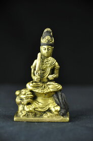 極小仏像 文殊菩薩 銅造鍍金仕上げ（金銅仏）