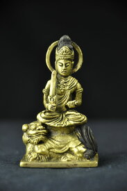 極小仏像 文殊菩薩 銅造鍍金仕上げ（金銅仏）