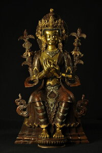 弥勒菩薩 銅造鍍金銀象嵌仕上げ