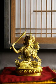 文殊菩薩 銅造金色仕上げ